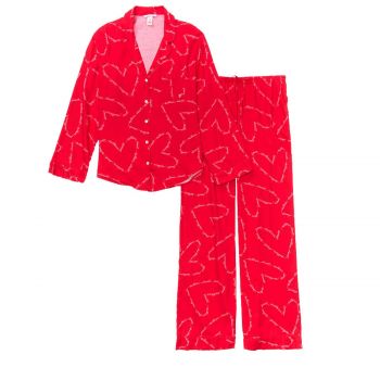Cotton printed flannel long pj set m