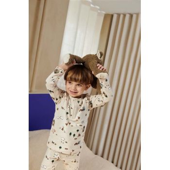 Liewood pijamale de bumbac pentru copii culoarea bej, neted ieftine