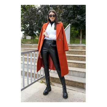 Pantaloni Gilda negri din piele ecologica