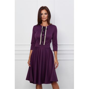 Rochie Dy Fashion mov cu nasturi catifelati pe bust