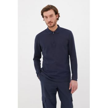 Bluza polo cu fenta cu fermoar