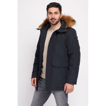 Geaca parka cu detaliu de blana sintetica