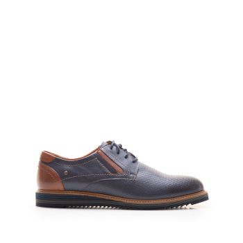 Pantofi bărbați casual din piele naturală, Leofex- Mostră 591 Blue Cognac Box de firma originali
