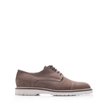 Pantofi casual bărbati din piele naturală, Leofex - 540 Taupe Nabuc de firma original