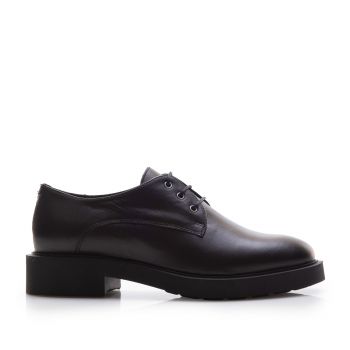 Pantofi casual damă din piele naturală, Leofex - 386 Negru Box