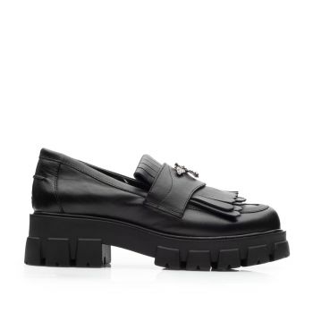 Pantofi casual damă din piele naturală, Leofex - 405-1 Negru Box de firma originala