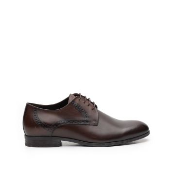 Pantofi eleganti barbati din piele naturala,Leofex - 512 Maro Box de firma originali