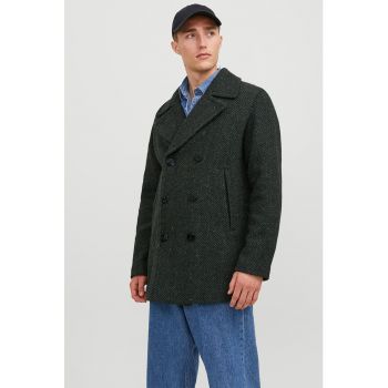 Palton din amestec de lana cu doua randuri de nasturi ieftina