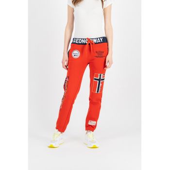 Pantaloni sport cu aplicatii logo Myer