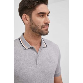 BOSS polo de bumbac culoarea gri, uni 50469360 ieftin