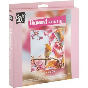 Set Creativ cu Diamante Rotunde Diamond Painting Pasare 20x20cm