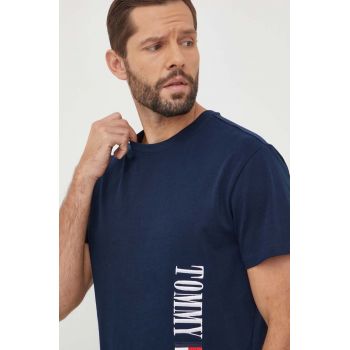 Tommy Jeans tricou din bumbac bărbați, culoarea bleumarin, cu imprimeu DM0DM18295