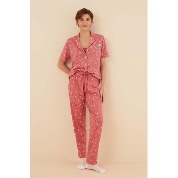 women'secret pijamale de bumbac LA VECINA RUBIA MOUNTAIN culoarea roz, bumbac, 3136099