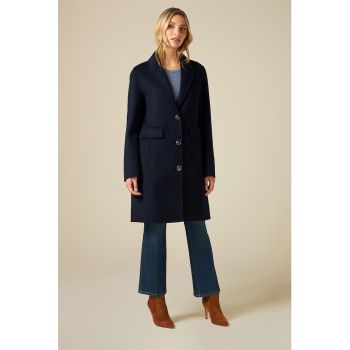 Palton din amestec de lana cu model uni