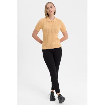 Tricou polo cu model torsade Aracely