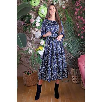 Rochie din amestec de matase cu model floral Cagliari