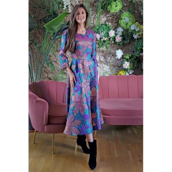 Rochie midi cu imprimeu floral Aby