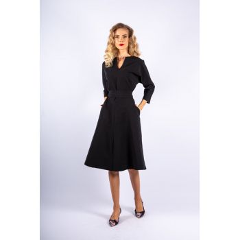 Rochie midi evazata cu maneci 3/4