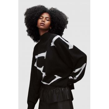 AllSaints pulover din amestec de lana femei, culoarea negru, cu guler