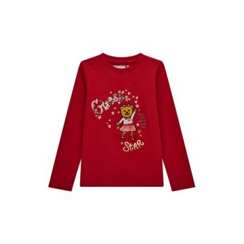 Bluza din amestec de bumbac cu aplicatii cu paiete