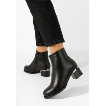 Botine cu toc gros Emalea bej ieftine