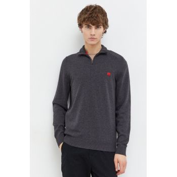 HUGO pulover de bumbac culoarea gri, light, cu turtleneck de firma original