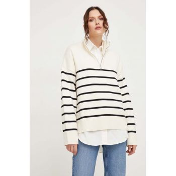 Answear Lab pulover femei, culoarea alb, cu turtleneck ieftin