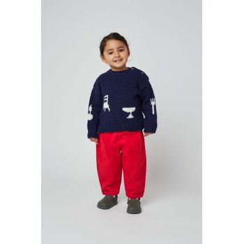 Bobo Choses pantaloni din bumbac pentru bebeluși culoarea rosu, neted de firma originali