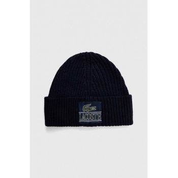 Lacoste caciula de lana culoarea albastru marin, de lana Lacoste caciula de lana culoarea albastru marin, de lana