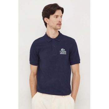 Lacoste tricou polo barbati, culoarea albastru marin, cu imprimeu