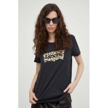 Levi's tricou din bumbac femei, culoarea negru