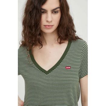 Levi's tricou din bumbac femei, culoarea verde