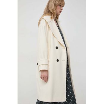 Marella palton de lana culoarea bej, de tranzitie, cu doua randuri de nasturi de firma original