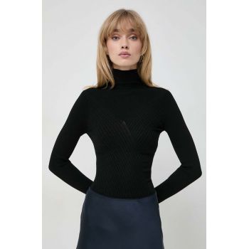 Marella pulover femei, culoarea negru, light, cu turtleneck
