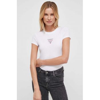 Tommy Jeans tricou femei, culoarea alb