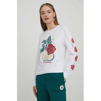 Vans longsleeve din bumbac culoarea alb