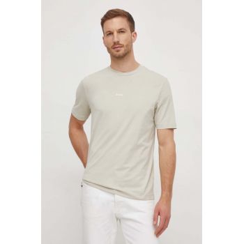 BOSS tricou BOSS ORANGE barbati, culoarea bej, cu imprimeu, 50473278