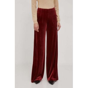 United Colors of Benetton pantaloni femei, culoarea bordo, lat, high waist