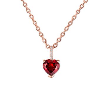 Colier din argint Rose Gold Garnet Heart