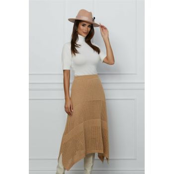 Fusta Mara bej midi din tricot