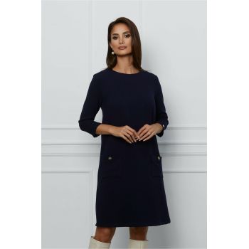 Rochie Dy Fashion bleumarin cu buzunare
