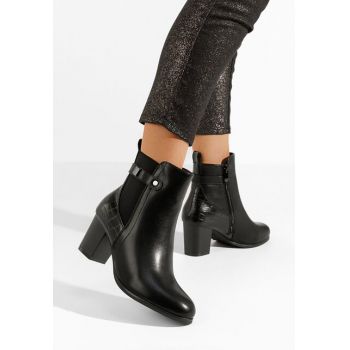 Botine cu toc gros Marjeta negre