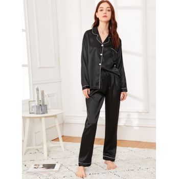 Pijama dama satin Preto ADCP0004 Adictiv la reducere