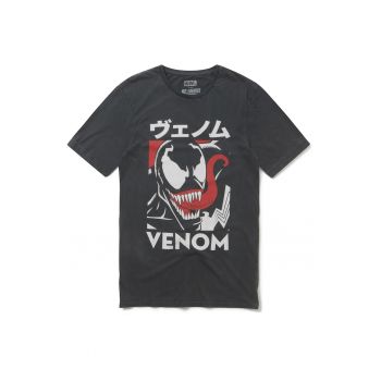 Tricou cu decolteu la baza gatului Marvel Venom Japan Washed Black 5453 la reducere