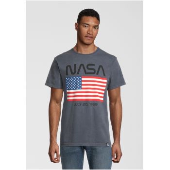 Tricou cu imprimeu NASA Moon Landing Date USA Flag 5503