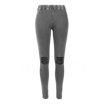 Jeggings cu rupturi decorative in zona genunchilor