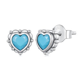 Cercei din argint Blue Vintage Heart ieftin