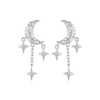 Cercei din argint Silver Moon and Shiny Stars ieftin