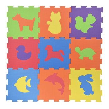 Covor de joaca tip puzzle,animale,spuma,multicolor,9 piese de firma original