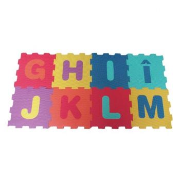 Covor de joaca tip puzzle cu litere de la G-M,spuma,multicolor,8 piese